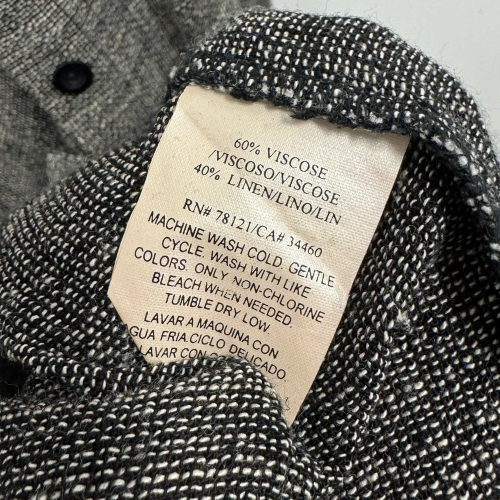 Eileen Fisher Italian Fabric Linen Blend Button Down Shirt Grey Lg Lagenlook